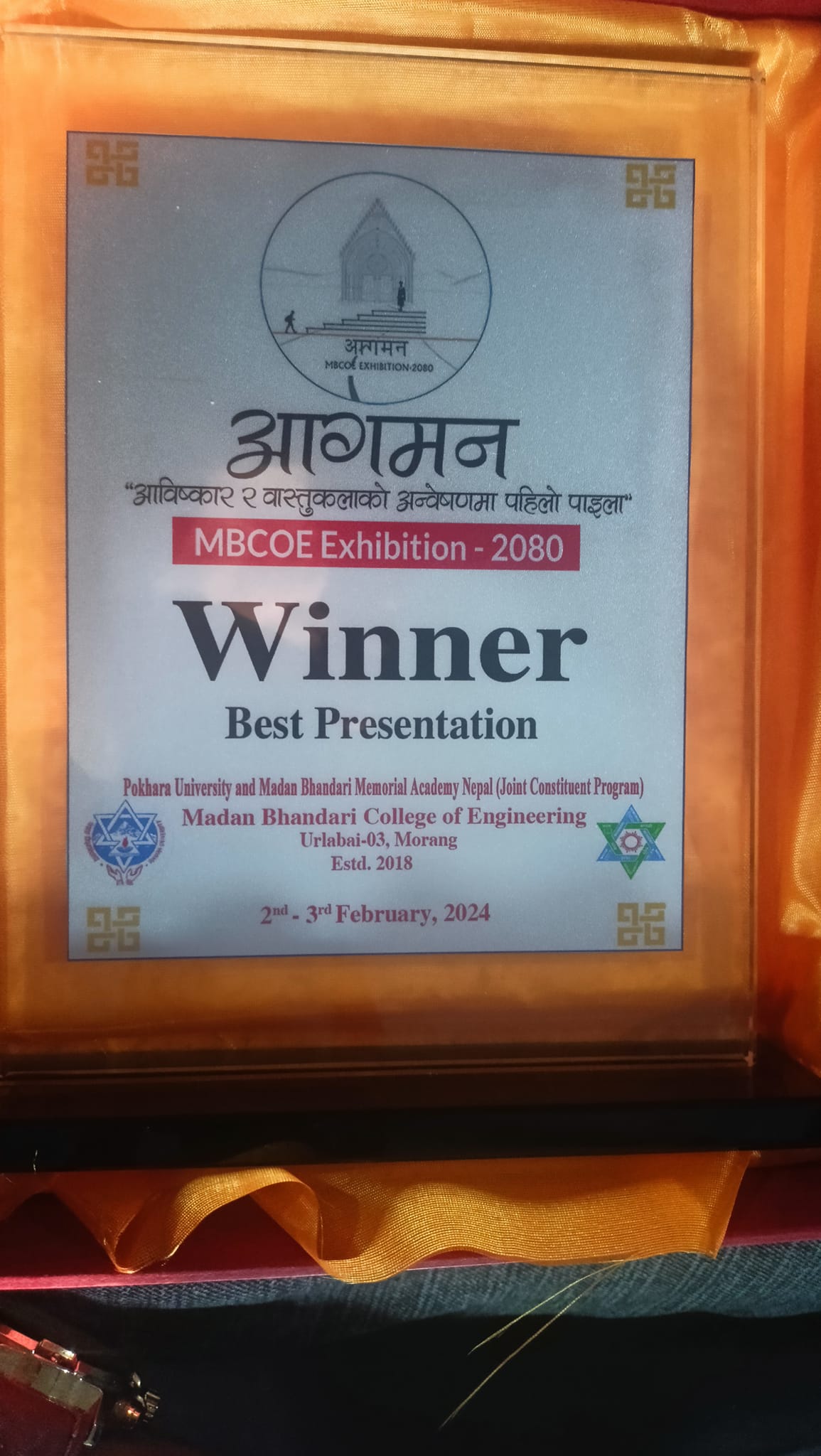 Best Presentor award on presenting Fasttrack Physical Model